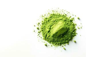 generativ ai, Haufen von Grün Matcha Tee Pulver mit Kopieren Raum foto