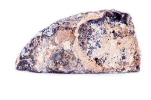 Makro-Mineral-Stein-Achat-Knospe auf weißem Hintergrund foto