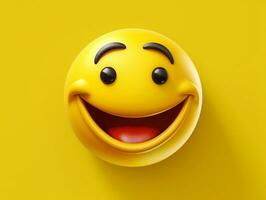 Gelb Smiley Emoji mit isoliert Hintergrund generativ ai foto