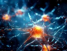 abstrakt medizinisch Hintergrund von mikroskopisch neural Gehirn Zellen foto