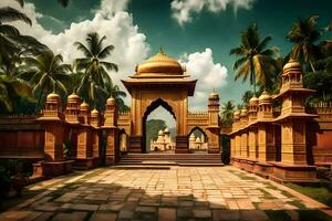 das Eingang zu ein Tempel im Indien. KI-generiert foto