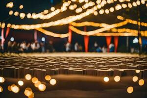 ein Hochzeit Zeremonie mit Beleuchtung und Kerzen. KI-generiert foto