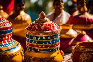 indisch Hochzeit Zeremonie im Bangalore. KI-generiert foto