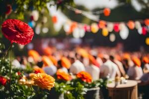 ein groß Menge von Menschen beim ein Hochzeit. KI-generiert foto