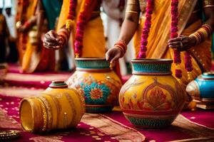 ein Hochzeit Zeremonie im Indien. KI-generiert foto