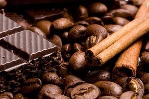 Schokoladen-, Kaffee- und Zimtstangen foto