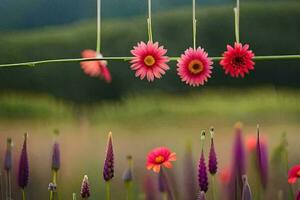 Foto Hintergrund das Himmel, Blumen, das Feld, das Blumen, das Feld, das Blumen,. KI-generiert