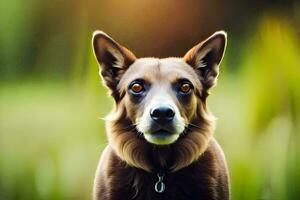 ein braun Hund ist suchen beim das Kamera. KI-generiert foto