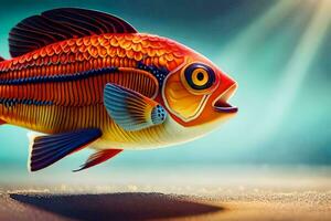 ein Fisch mit hell Farben und ein hell Licht. KI-generiert foto