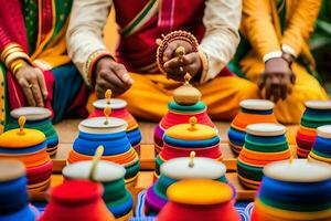 bunt indisch Hochzeit Zeremonie. KI-generiert foto