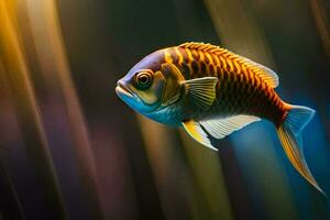 ein Fisch Schwimmen im ein Aquarium. KI-generiert foto