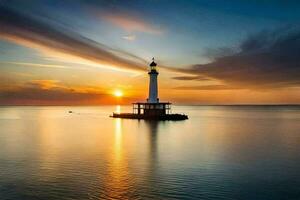 Foto Hintergrund das Himmel, Leuchtturm, das Meer, das Sonne, das Meer, das Himmel,. KI-generiert