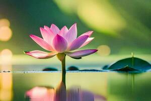 ein Rosa Lotus Blume ist reflektiert im das Wasser. KI-generiert foto