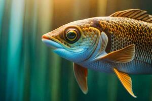 ein Fisch mit ein lange Schwanz und ein groß Kopf. KI-generiert foto