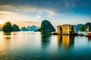 das berühmt Ha lange Bucht im Vietnam. KI-generiert foto