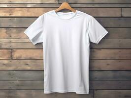 männlich T-Shirt Attrappe, Lehrmodell, Simulation, übergroß Weiß T-Shirt generativ ai foto