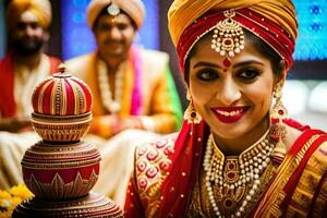 indisch Hochzeit Fotografie im Bangalore. KI-generiert foto