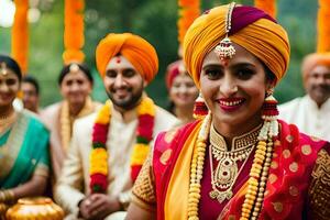 indisch Hochzeit Zeremonie im Indien. KI-generiert foto