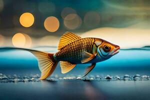 ein Fisch Schwimmen im das Wasser. KI-generiert foto