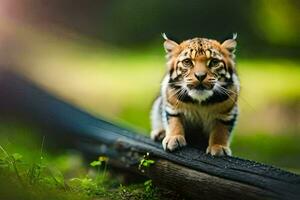 Foto Hintergrund das Tiger, Person, das Wald, das Sonne, das Tiger, das Tiger Jungtier. KI-generiert