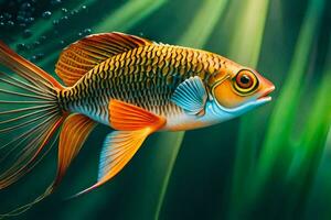 ein Orange Fisch Schwimmen im das Wasser. KI-generiert foto