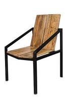 Holzstahlbeine vereinfachter Stuhl isoliert auf weißem Hintergrund foto