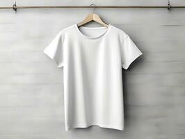 weiblich T-Shirt Attrappe, Lehrmodell, Simulation, übergroß Weiß T-Shirt generativ ai foto