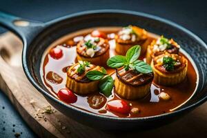 ein Schüssel von Pasta mit Tomate Soße und Käse. KI-generiert foto