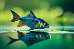 ein Fisch ist reflektiert im das Wasser. KI-generiert foto