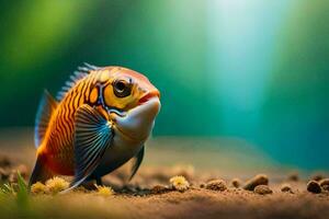ein Fisch mit hell Farben auf das Boden. KI-generiert foto