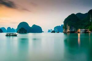 das schön Landschaft von Halong Bucht. KI-generiert foto