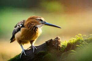 ein Vogel ist Stehen auf ein Ast im das Wald. KI-generiert foto