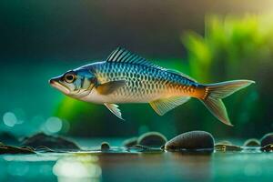 Foto Hintergrund das Himmel, Fisch, Wasser, Gras, Pflanzen, das Meer, das Fisch,. KI-generiert