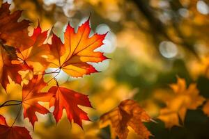 Herbst Blätter sind gezeigt im diese Foto. KI-generiert foto