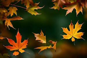Herbst Blätter sind fliegend im das Luft. KI-generiert foto