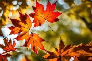 Herbst Blätter sind gezeigt im diese Foto. KI-generiert foto