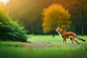 Fuchs im das Wald beim Sonnenuntergang. KI-generiert foto