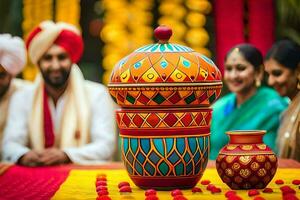 indisch Hochzeit Dekor Ideen. KI-generiert foto