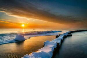 Foto Hintergrund das Himmel, Meer, das Sonne, das Meer, das Ozean, das Wasser,. KI-generiert