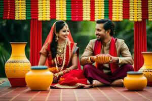 indisch Hochzeit Fotografie im Bangalore. KI-generiert foto