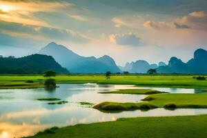 das Landschaft von das Karst Landschaft im Karst Land, China. KI-generiert foto