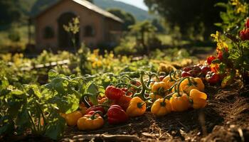 Landwirtschaft Natur frisch, organisch Essen, gesund Essen, Grün Gemüse Garten generiert durch ai foto