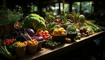 Frische von Natur Kopfgeld organisch Gemüse, gesund Essen, reichlich Vielfalt generiert durch ai foto