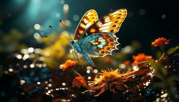 beschwingt Schmetterling Flügel Vitrinen Natur Schönheit im multi farbig Eleganz generiert durch ai foto