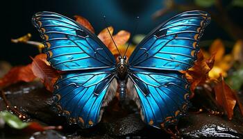 beschwingt farbig Schmetterling Vitrinen Schönheit im Natur, fliegend inmitten Laub generiert durch ai foto