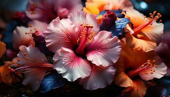 Blume Blütenblatt, Pflanze Blatt, Schönheit im Natur, Rosa blühen generiert durch ai foto