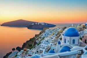 Landschaft Mittelmeer Santorini Insel, Griechenland . ai generativ Profi Foto