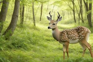 Hirsch im Wald. ai generativ Profi Foto