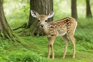 Hirsch im Wald. ai generativ Profi Foto