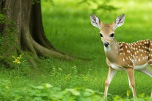 Hirsch im Wald. ai generativ Profi Foto